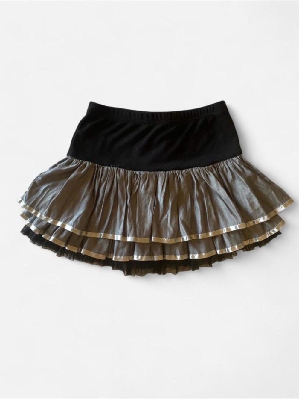 Y2k Morbid Threads Black & Grey Ruffled Micro Mini Skirt with Mesh